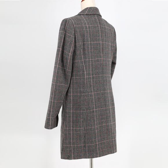 INC Int. Concepts Women Grey Plaid Wool Blend Classic Warm Walker Coat Size S - Picture 4 of 8